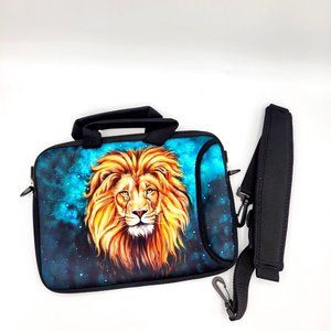 Icasso Laptop Tablet Sleeve Bag Lion Head Zipper Shoulder Strap New 11" x 8"